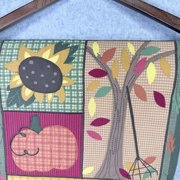 Table Runner Harvest Season Happy Fall  13x36 Pumpkins Acorns Patchwork - Picture 8 of 13